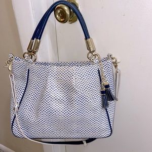 Navy and Cream Brahmin Purse